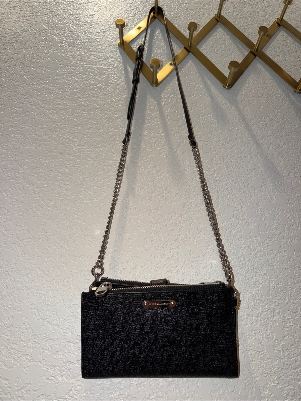 Rebecca Minkoff Black Chain-Shoulder Crossbody Wallet